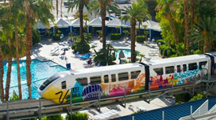 Las Vegas Monorail Near Pool in Las Vegas