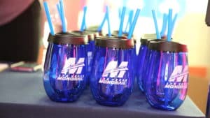 Monorail cups with straws 
