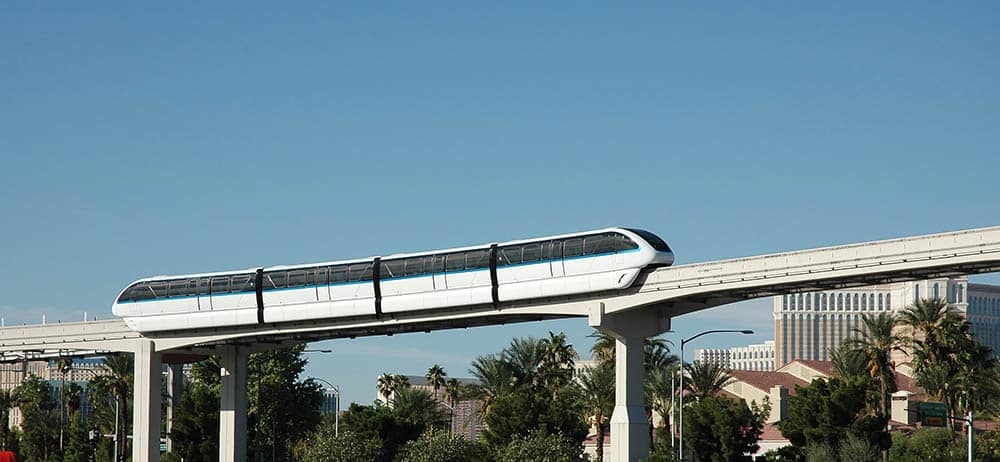 Las Vegas Monorail going past convention center