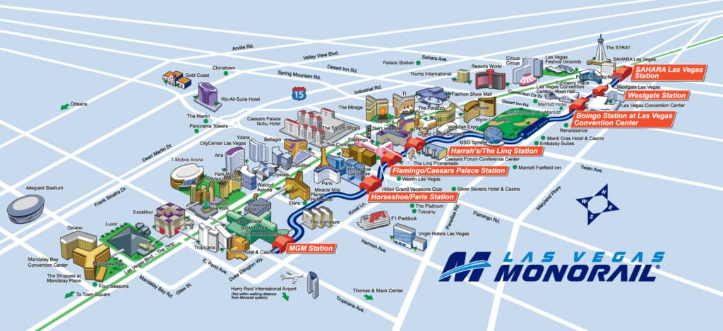 The Las Vegas Monorail route map.