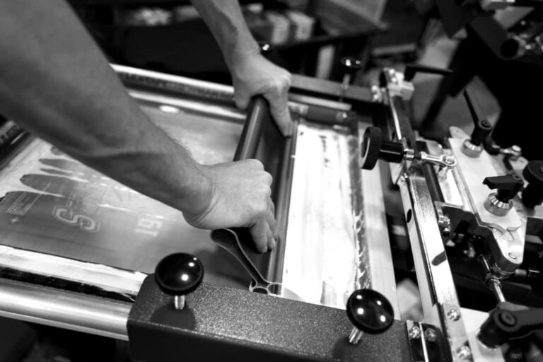 Man using printing machine