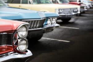 A Row Of Collector Cars.