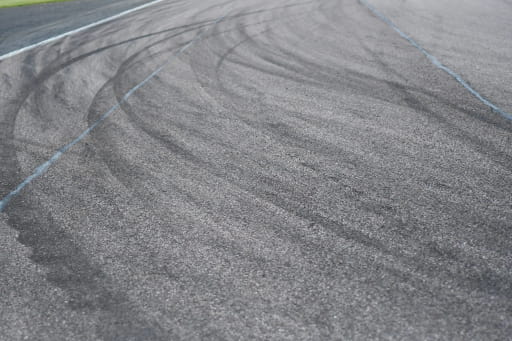 Skid marks on a race track.
