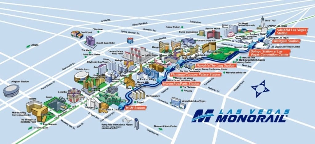 Las Vegas Monorail Map.