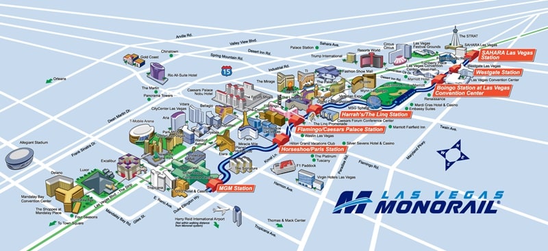 The Las Vegas Monorail map. 