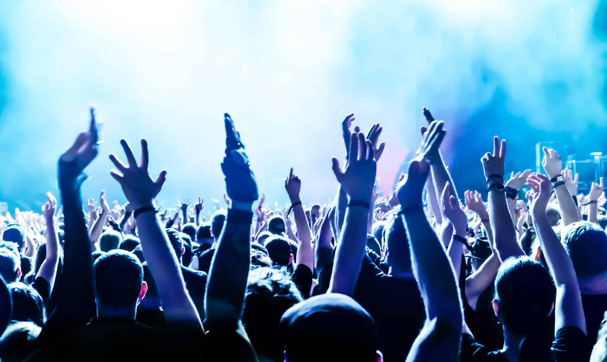 Rear View Of Crowd Enjoying During Music Concert