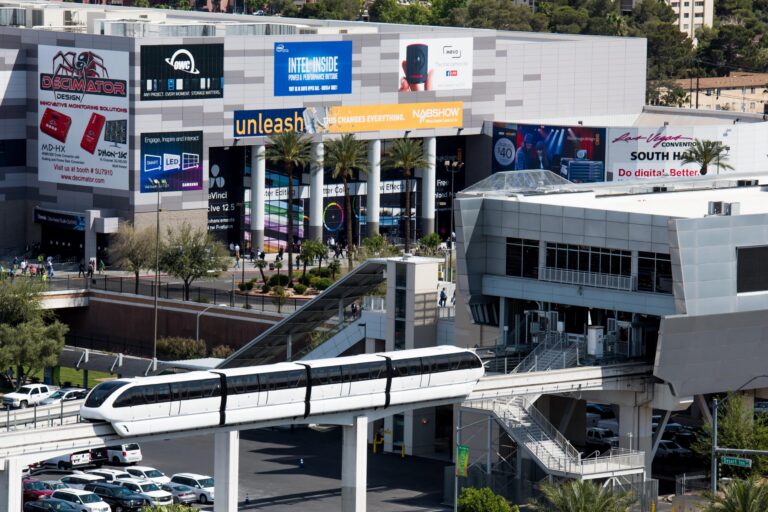 Las Vegas Monorail leaving Las Vegas Convention Center monorail station