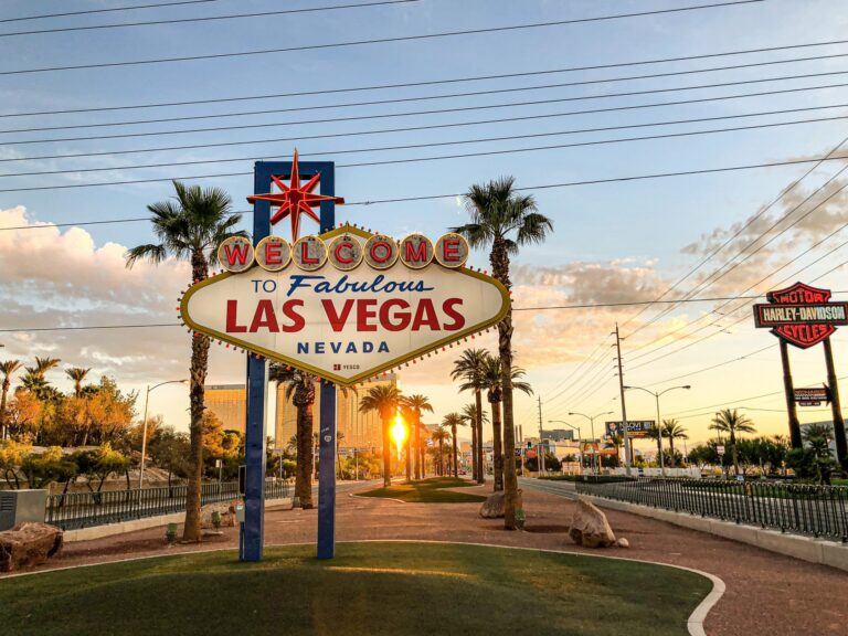 Las Vegas sign at sunset