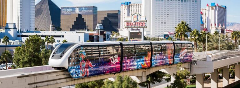 Las Vegas Monorail with Las Vegas Strip in background